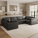 Marley Small U-Shape Modular Corner Sofa in Oslo Storm Leather - Group 10