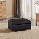 Marlow Storage Footstool in Black Leather