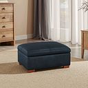 Marlow Storage Footstool in Blue Leather