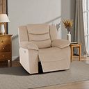 Marlow Electric Recliner Armchair in Plush Beige Fabric