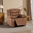 Marlow Electric Recliner Armchair in Ranch Brown Fabric