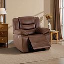 Marlow Electric Recliner Armchair in Ranch Dark Brown Fabric