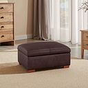 Marlow Storage Footstool in Two Tone Brown Leather