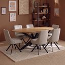 Mia Upholstered Chair with Black Metal Legs in Conway Champagne Fabric