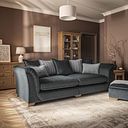 Milldale 4 Seater Pillow Back Sofa in Garda Carbon Fabric with Grey Scatters