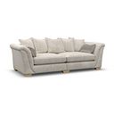 Milldale 4 Seater Pillow Back Sofa in Milo Cream Fabric with Linen Scatters