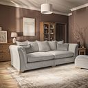 Milldale 4 Seater Pillow Back Sofa in Milo Cream Fabric with Linen Scatters