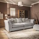 Milldale 4 Seater Pillow Back Sofa in  Milo Ivory Fabric with Linen Scatters