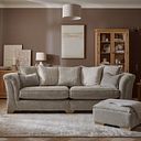 Milldale 4 Seater Pillow Back Sofa in Milo Mink Fabric with Linen Scatters