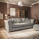 Milldale 4 Seater Pillow Back Sofa in Milo Mink Fabric with Linen Scatters
