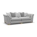 Milldale 4 Seater Pillow Back Sofa in Milo Silver Fabric with Grey Scatters