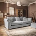 Milldale 4 Seater Pillow Back Sofa in Milo Silver Fabric with Grey Scatters