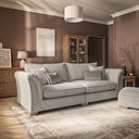 Milldale 4 Seater Sofa in Milo Cream Fabric with Linen Scatters