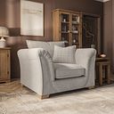 Milldale Armchair in Milo Cream Fabric with Linen Scatters