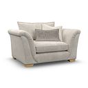 Milldale Loveseat in Milo Cream Fabric with Linen Scatters