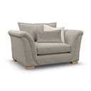 Milldale Loveseat in Milo Mink Fabric with Linen Scatters