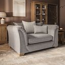 Milldale Pillow Back Loveseat in Garda Acier Fabric with Linen Scatters