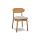 Modern Natural Oak Chair with Dappled Beige Fabric Seat