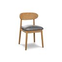 Modern Natural Oak Chair with Vintage Black Leather Look Seat