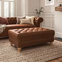 Montgomery Footstool in Chestnut Brown Leather