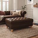 Montgomery Footstool in Dark Brown Leather
