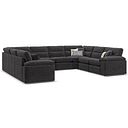 Morgan Large U-Shape Modular Corner Sofa in Santos Black with Green and Grey Scatters - Group 11