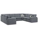 Morgan Large U-Shape Modular Corner Sofa in Santos Grey with Green and Grey Scatters - Group 11
