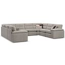 Morgan Large U-Shape Modular Corner Sofa in Santos Mink with Orange and Beige Scatters - Group 11