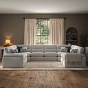 Morgan Large U-Shape Modular Corner Sofa in Santos Silver with Green and Grey Scatters - Group 11