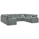 Morgan Large U-Shape Modular Corner Sofa in Santos Steel with Green and Grey Scatters - Group 11