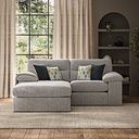 Morgan Modular 2 Seater Left Hand Compact Chaise Sofa in Santos Silver with Green and Grey Scatters - Group 12