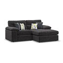 Morgan Modular 2 Seater Right Hand Compact Chaise Sofa in Santos Black with Green and Grey Scatters - Group 13