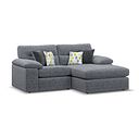Morgan Modular 2 Seater Right Hand Compact Chaise Sofa in Santos Grey with Green and Grey Scatters - Group 13