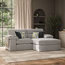 Morgan Modular 2 Seater Right Hand Compact Chaise Sofa in Santos Silver with Green and Grey Scatters - Group 13
