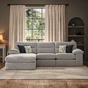 Morgan Modular 3 Seater Left Hand Chaise Sofa in Santos Silver with Green and Grey Scatters - Group 14