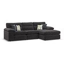 Morgan Modular 3 Seater Right Hand Chaise Sofa in Santos Black with Green and Grey Scatters - Group 15