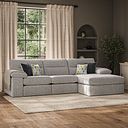 Morgan Modular 3 Seater Right Hand Chaise Sofa in Santos Silver with Green and Grey Scatters - Group 15