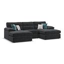 Morgan Modular 3 Seater U-Shape Chaise Sofa in Cupid Charcoal fabric - Group 16