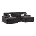 Morgan Modular 3 Seater U-Shape Chaise Sofa in Santos Black with Green and Grey Scatters - Group 16