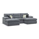Morgan Modular 3 Seater U-Shape Chaise Sofa in Santos Grey with Green and Grey Scatters - Group 16