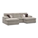 Morgan Modular 3 Seater U-Shape Chaise Sofa in Santos Mink with Orange and Beige Scatters - Group 16