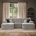 Morgan Modular 3 Seater U-Shape Chaise Sofa in Santos Silver with Green and Grey Scatters - Group 16