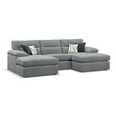 Morgan Modular 3 Seater U-Shape Chaise Sofa in Santos Steel with Green and Grey Scatters - Group 16