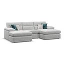 Morgan Modular 3 Seater U-Shape Chaise Sofa in Cupid Silver fabric - Group 16