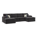 Morgan Modular 4 Seater U-Shape Chaise Sofa in Santos Black with Green and Grey Scatters - Group 17