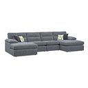 Morgan Modular 4 Seater U-Shape Chaise Sofa in Santos Grey with Green and Grey Scatters - Group 17