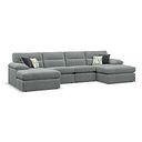 Morgan Modular 4 Seater U-Shape Chaise Sofa in Santos Steel with Green and Grey Scatters - Group 17