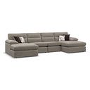 Morgan Modular 4 Seater U-Shape Chaise Sofa in Santos Taupe with Orange and Beige Scatters - Group 17
