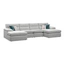 Morgan Modular 4 Seater U-Shape Chaise Sofa in Cupid Silver fabric - Group 17