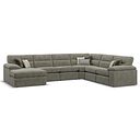 Morgan Modular 6 Seater Left Hand Corner Sofa with Chaise in Olive Green Fabric - Group 18